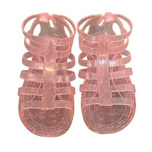Unbranded | Glitter Jelly Gladiator Sandals | Pink/Silver | Size Toddler 9